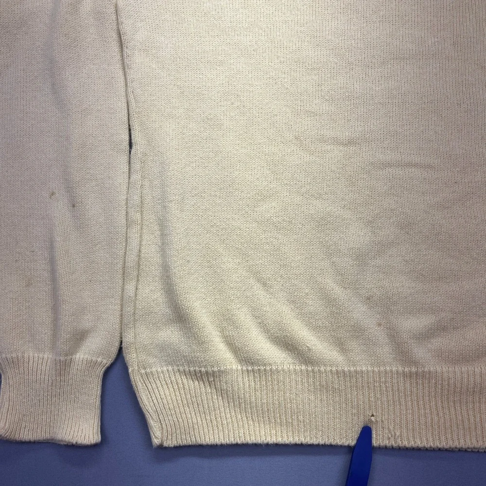 VTG Pinnacle Cotton V-Neck Sweater‎ Classic Knitwear Soft Yellow Pullover Sz M